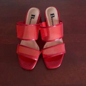 Browns red heel flip flop type shoe, very comfortable for going out!